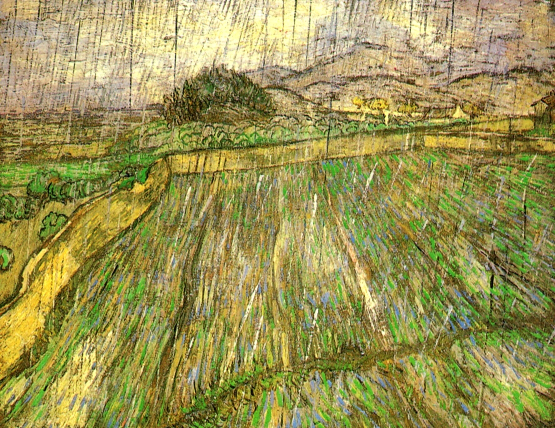 Картина Ван Гога Пшеничное поле в дождь 1889